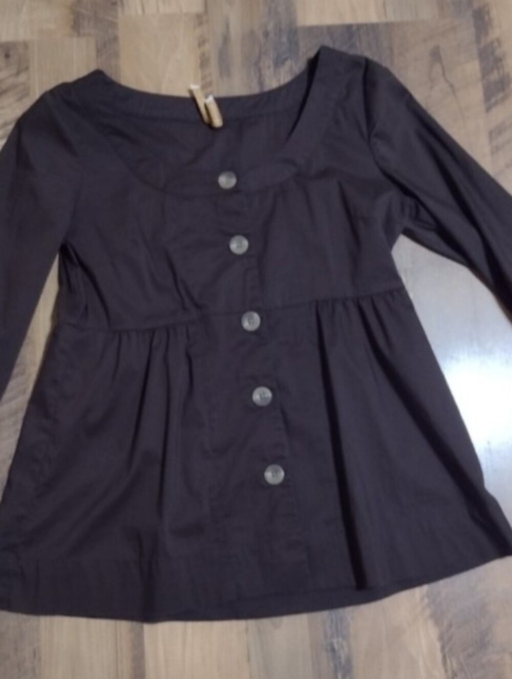 Old Navy Brown Button-Front Peplum Blouse Sz Xs